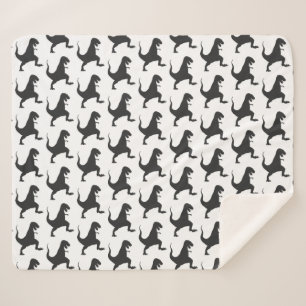 Black and White Dinosaur Christmas Sherpa Blanket