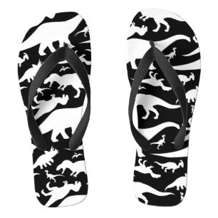 Black and White Dinosaur Pattern Jandals