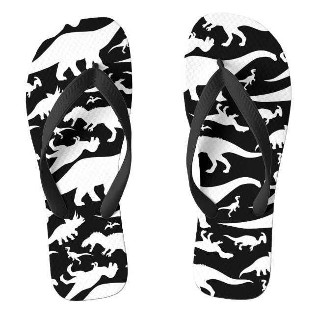 Black and White Dinosaur Pattern Jandals (Footbed)