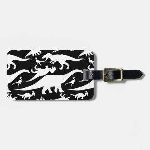 Black and White Dinosaur Pattern Luggage Tag