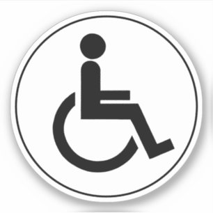 Black and White disabled handicap symbol Round