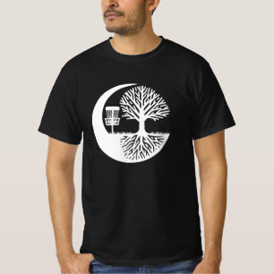 Black and white Disc Golf and Tree Roots T-Shirt