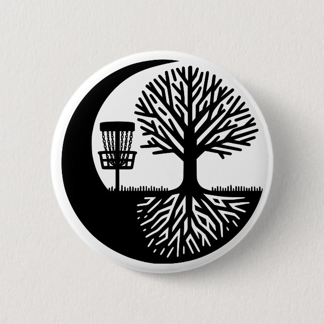 Black and White Disc Golf Silhouette  6 Cm Round Badge (Front)