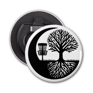Black and White Disc Golf Silhouette Bottle Opener