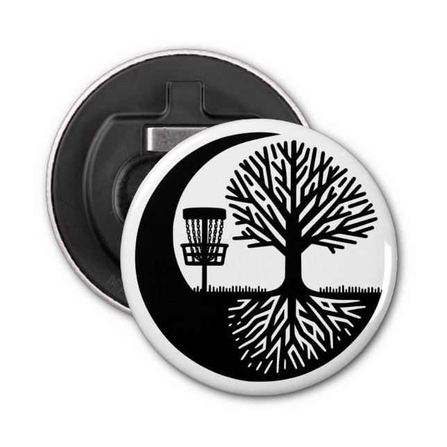 Black and White Disc Golf Silhouette  Bottle Opener (Front)
