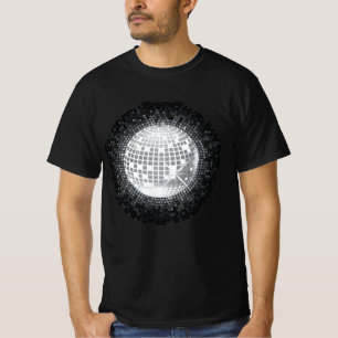 Black And White Disco Ball Dancing Club Retro Deco T-Shirt