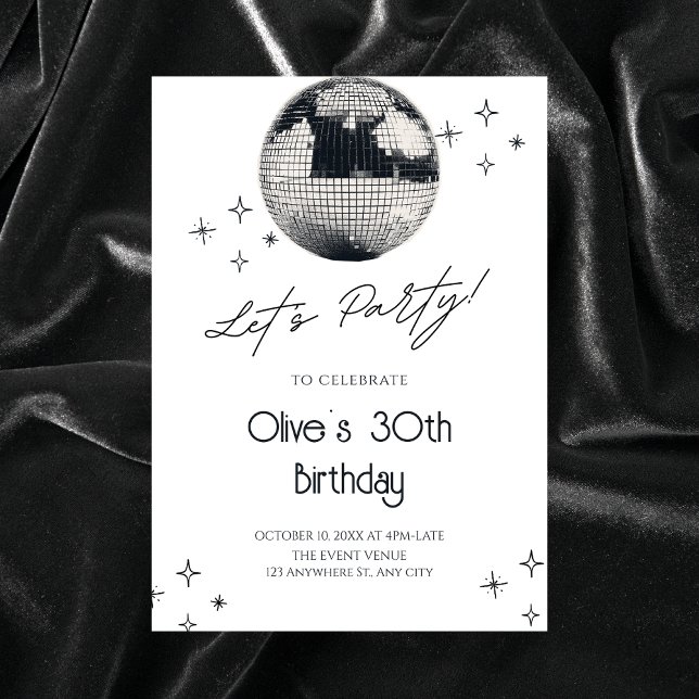 Black and white disco ball party  invitation (Creator Uploaded)