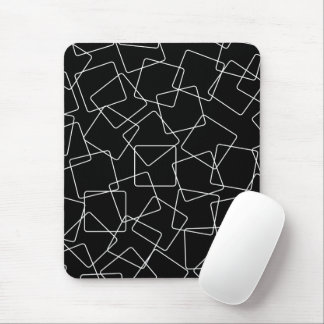 Black and White Disorderly Squares Mouse Pad