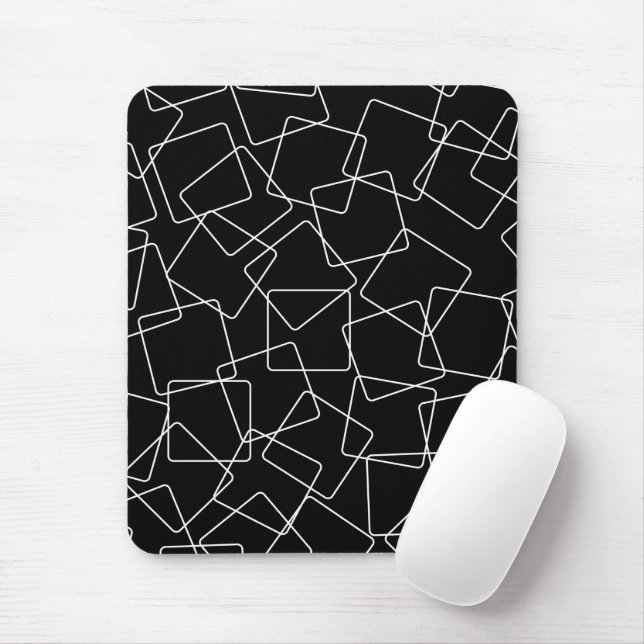 Black and White Disorderly Squares Mouse Pad (With Mouse)