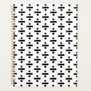 Black and White "Divide" Math Symbol Lino Cut Planner