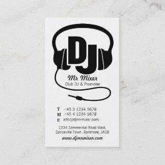 Black and white DJ promoter business card