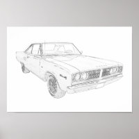 Black and White Dodge Coronet Mopar Muscle Car