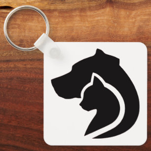 Black and White Dog and Cat Key Ring