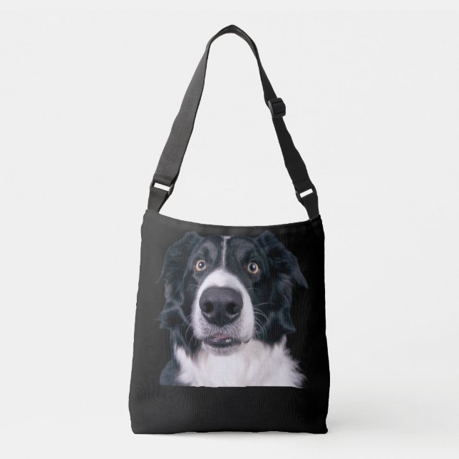 Black and White Dog Face Crossbody Bag (Front)