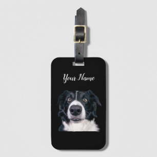 Black and White Dog Face Luggage Tag