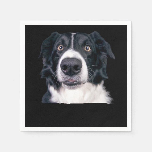 Black and White Dog Face Napkin (Front)