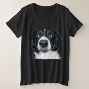 Black and White Dog Face Plus Size T-Shirt