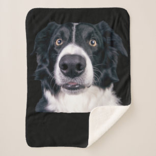 Black and White Dog Face Sherpa Blanket