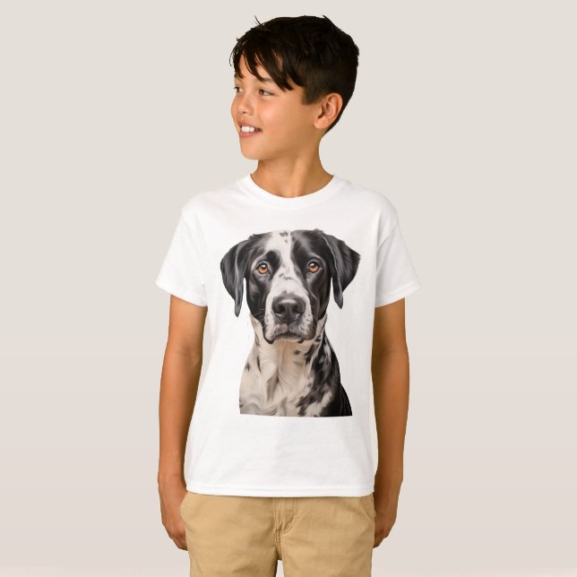 Black and White Dog Face T-Shirt (Front Full)