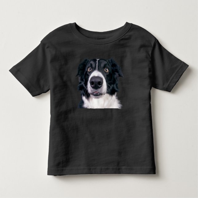 Black and White Dog Face Toddler T-Shirt (Front)