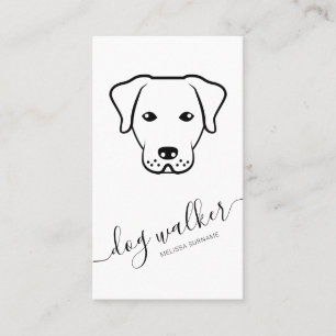 Black And White Dog Line Art Modern Dog Walker Business Card