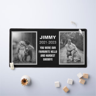 Black and White Dog Memorial 2 Photo Collage Desk Mat