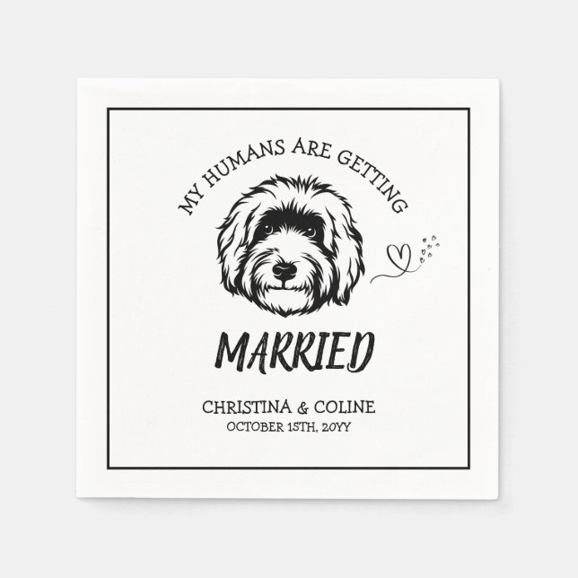Black and White Dog Modern Fun Simple Wedding  Napkin (Front)