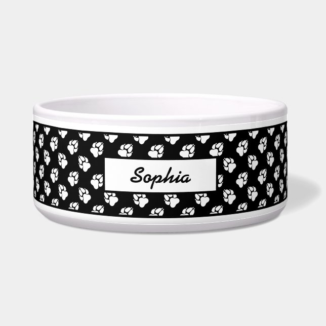 Black And White Dog Paw Pattern And Custom Name (Front)