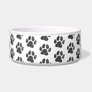 Black and White Dog Paw Print Linocut