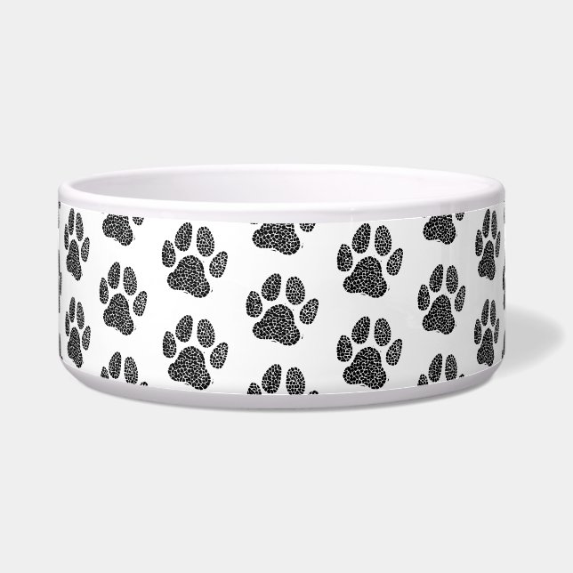 Black and White Dog Paw Print Linocut (Front)