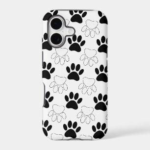 Black And White Dog Paw Print Pattern