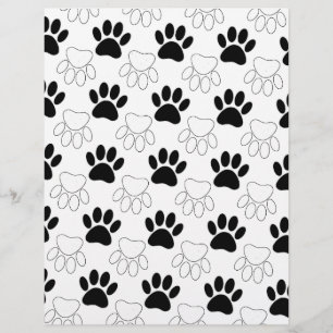 Black And White Dog Paw Print Pattern