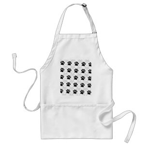 Black And White Dog Paw Print Pattern Standard Apron