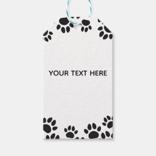 Black and White Dog Paws Custom Gift Tags