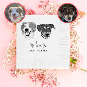 Black And White Dog Personalised Drink On Us Napkin