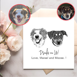 Black And White Dog Personalised Drinks On Us Napkin