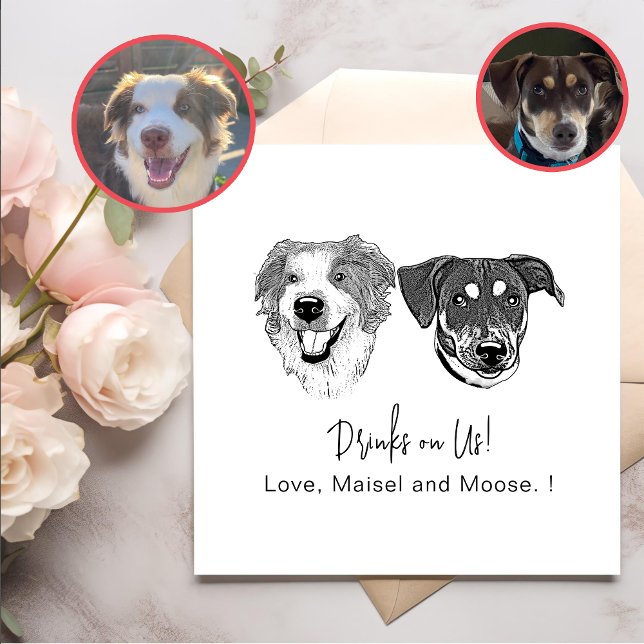 Black And White Dog Personalised Drinks On Us Napkin (Creator Uploaded)