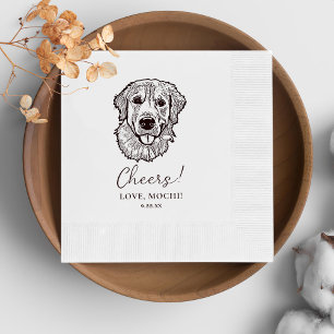 Black and White Dog Personalised Wedding Napkin