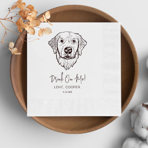 Black and White Dog Personalised Wedding Napkin