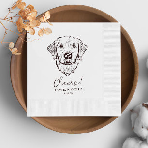 Black and White Dog Personalised Wedding Napkin