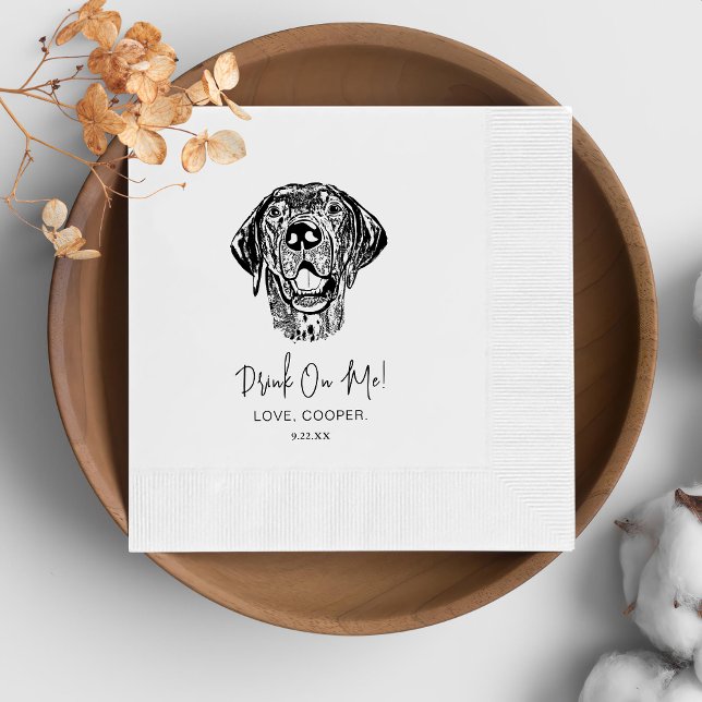Black and White Dog Personalised Wedding Napkin (Creator Uploaded)