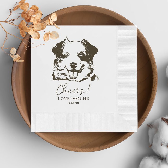 Black and White Dog Personalised Wedding Napkin (Creator Uploaded)