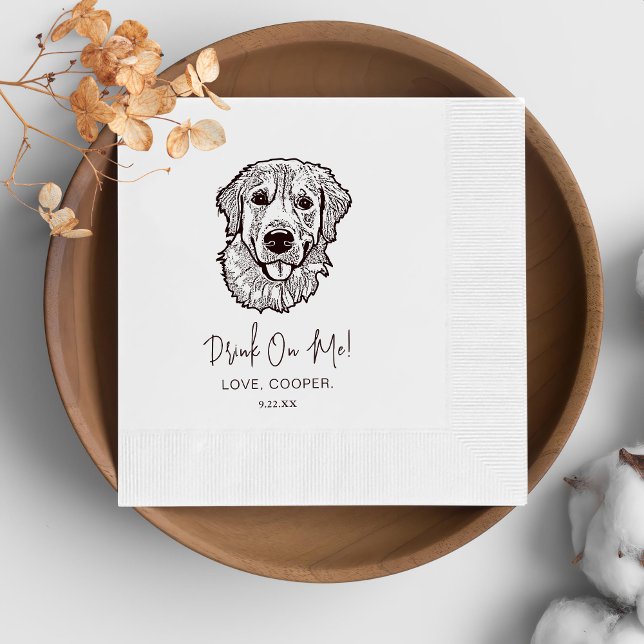 Black and White Dog Personalised Wedding Napkin (Creator Uploaded)