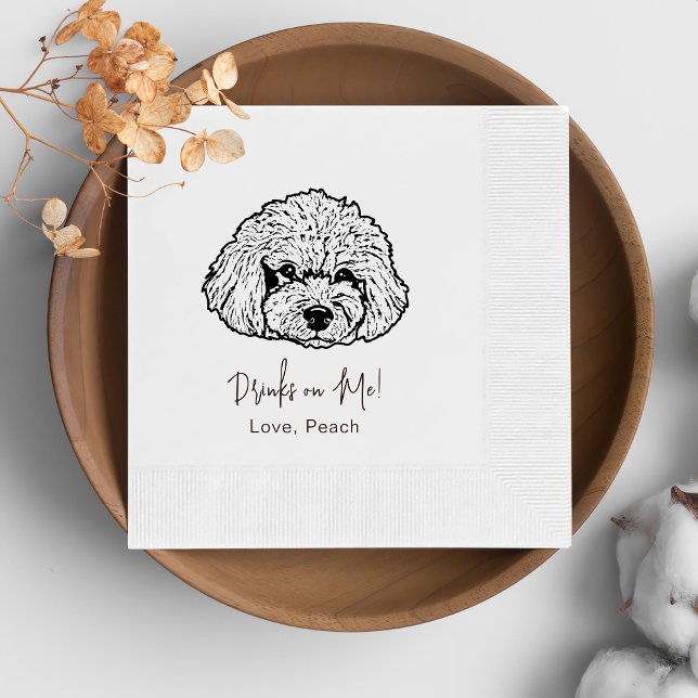 Black and White Dog Personalised Wedding Napkin (Creator Uploaded)