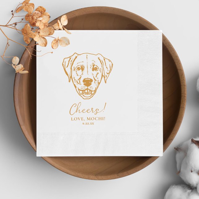 Black and White Dog Personalised Wedding Napkins (Creator Uploaded)