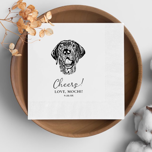 Black and White Dog Personalised Wedding Napkins (Creator Uploaded)