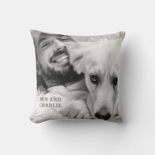 Black and White Dog Photo  Cushion
