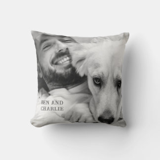 Black and White Dog Photo Cushion