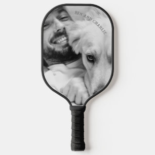 Black and White Dog Photo Pickleball Paddle