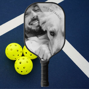Black and White Dog Photo Pickleball Paddle
